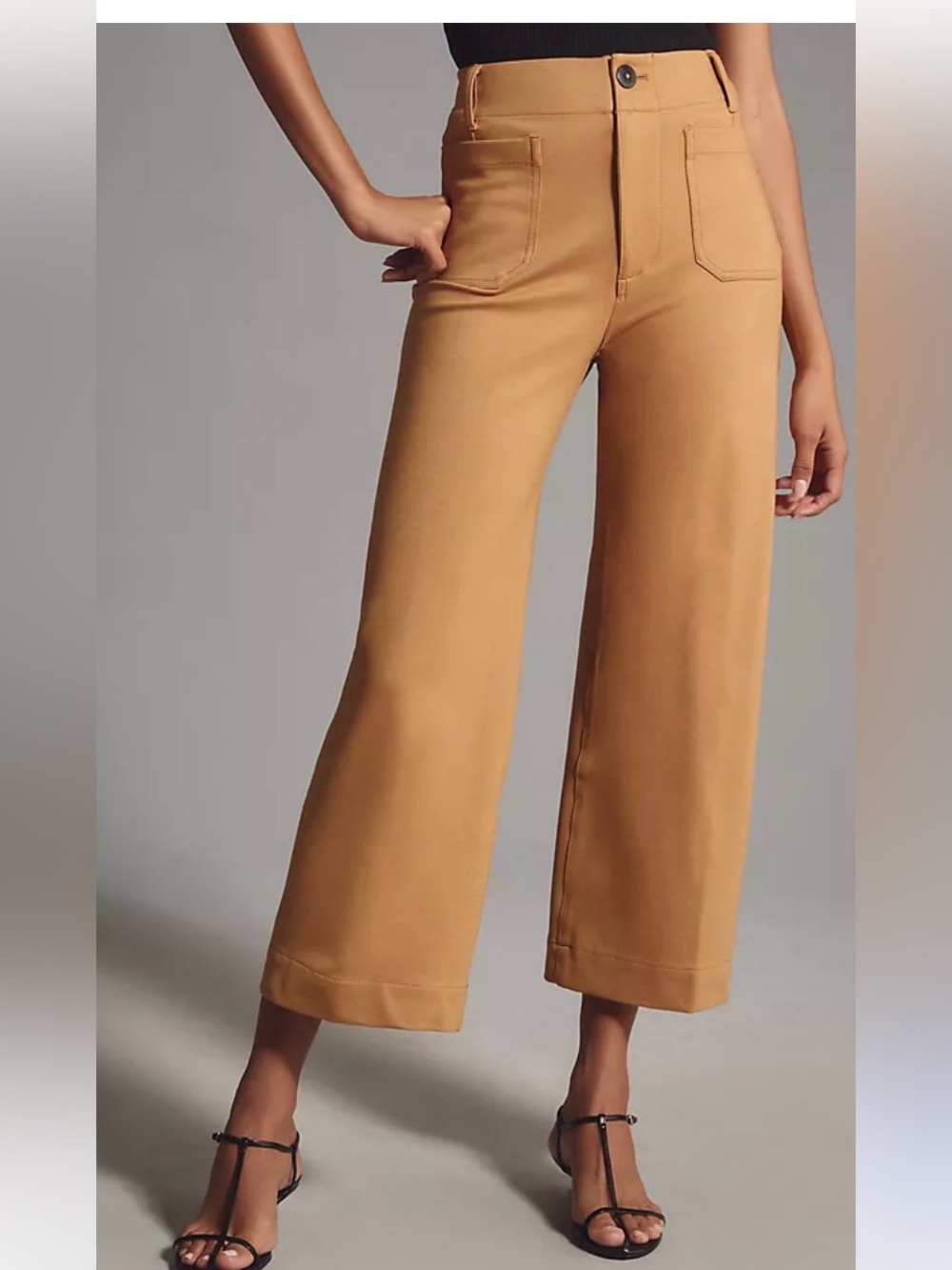 Maeve Colette High-Rise Wide-Leg Pants in mustard size 32
